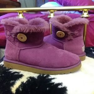 Purple UGG ankle length boots with button